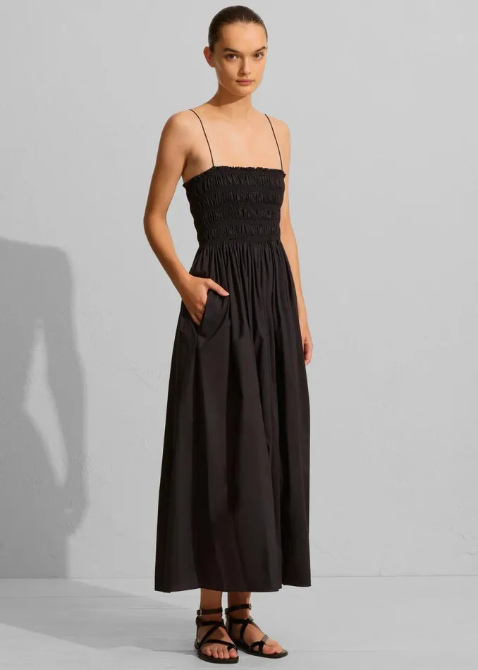 The Frankie Shop Matteau Shirred Bodice Dress 8211 Black Shop Dresses