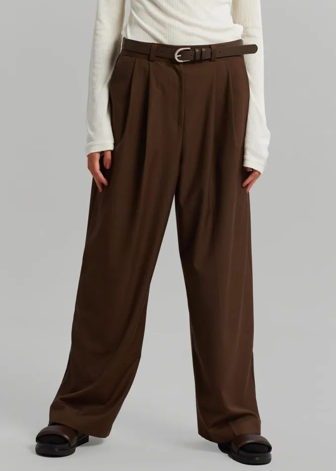 The Frankie Shop Mavo Pleated Pants 8211 Brown Shop Bottoms