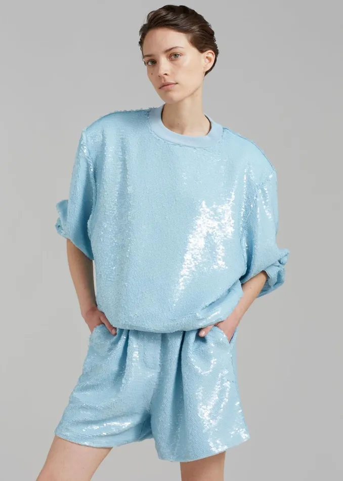 The Frankie Shop Metz Sequins Sweatshirt 8211 Sky Shop Tops