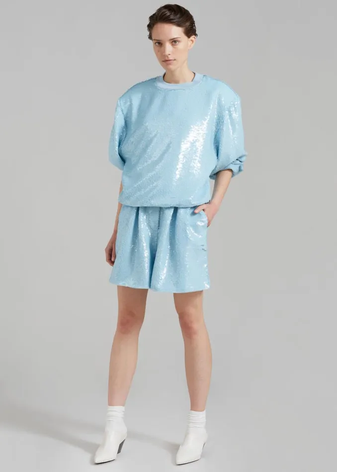 The Frankie Shop Metz Sequins Sweatshirt 8211 Sky Shop Tops