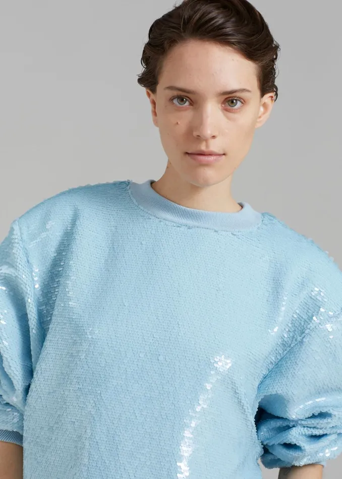 The Frankie Shop Metz Sequins Sweatshirt 8211 Sky Shop Tops