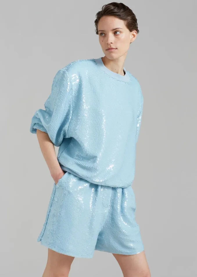 The Frankie Shop Metz Sequins Sweatshirt 8211 Sky Shop Tops