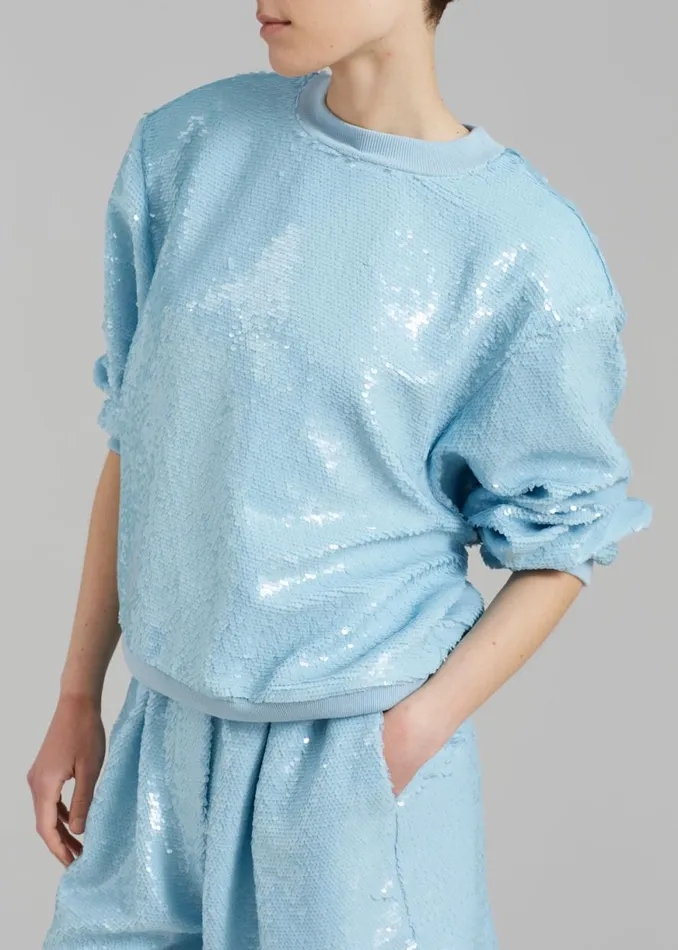 The Frankie Shop Metz Sequins Sweatshirt 8211 Sky Shop Tops