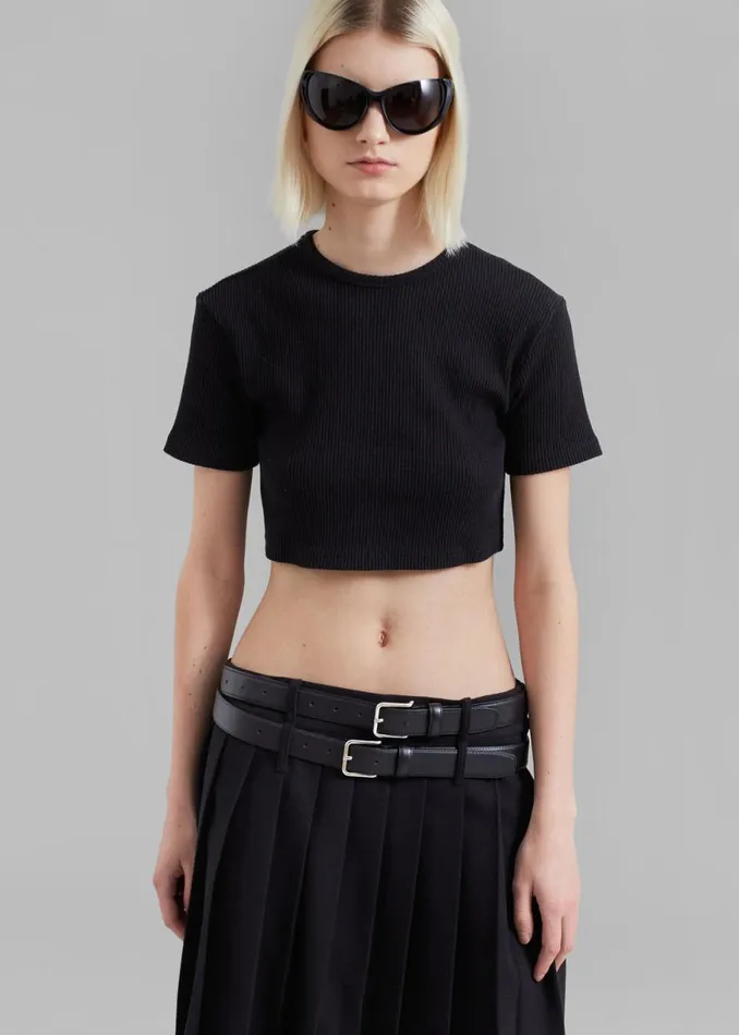 The Frankie Shop Nico Cropped Tee 8211 Black Shop Tops