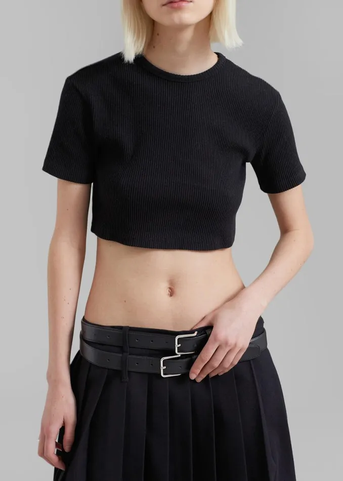 The Frankie Shop Nico Cropped Tee 8211 Black Shop Tops