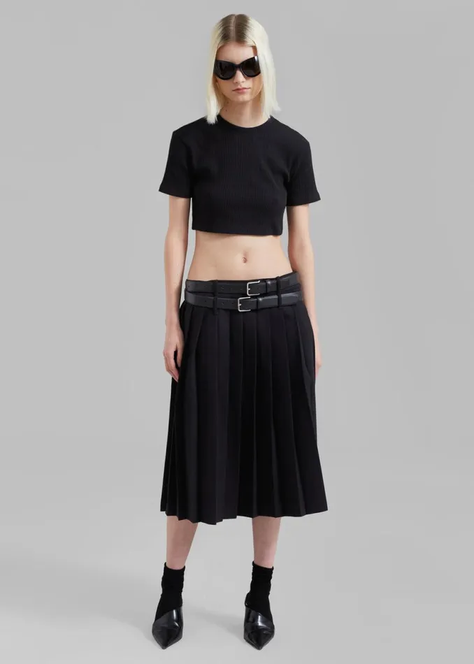 The Frankie Shop Nico Cropped Tee 8211 Black Shop Tops
