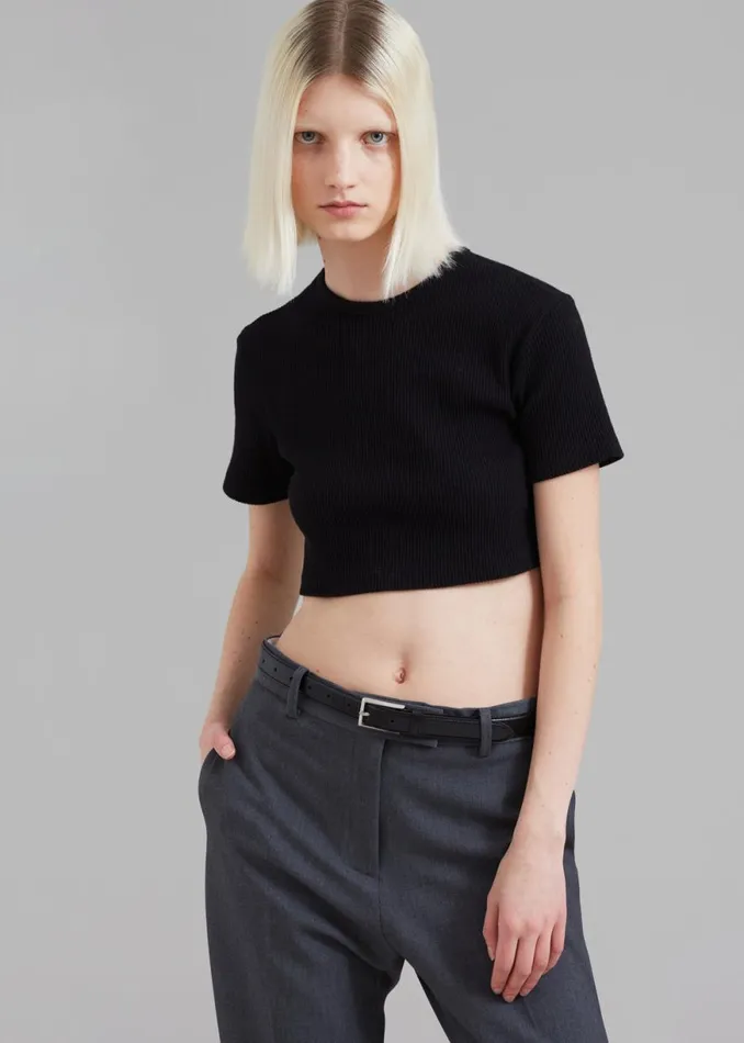 The Frankie Shop Nico Cropped Tee 8211 Black Shop Tops