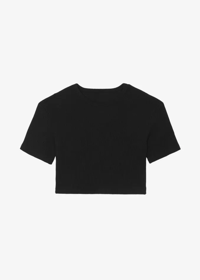 The Frankie Shop Nico Cropped Tee 8211 Black Shop Tops