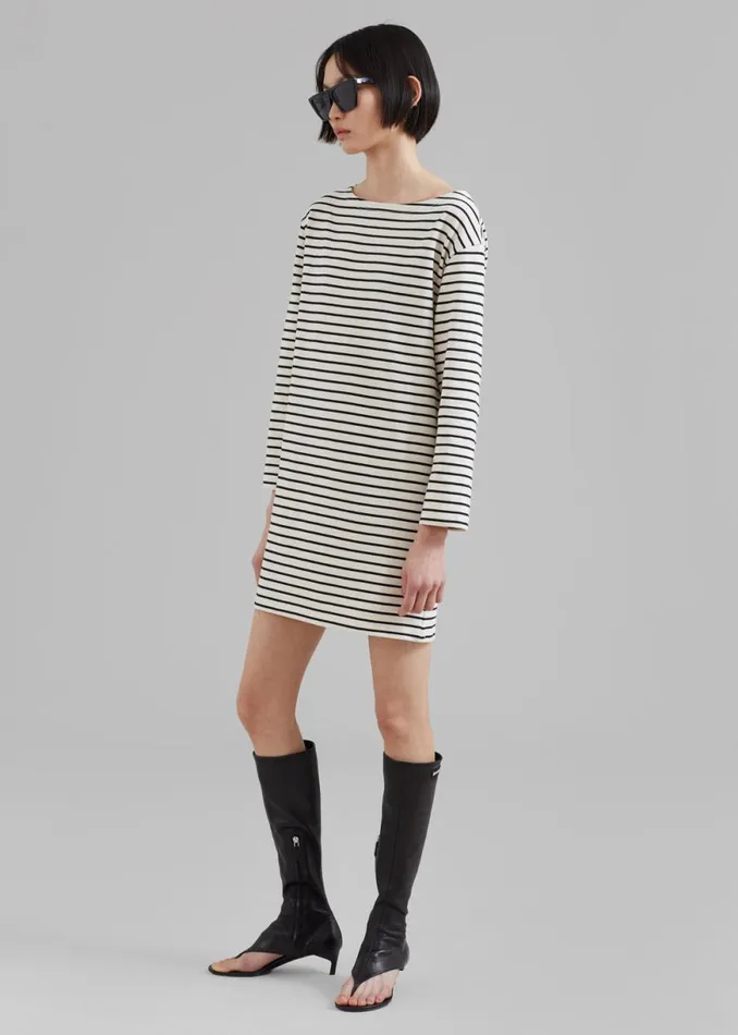 The Frankie Shop Nino Mini Dress 8211 Black Stripe Shop Dresses