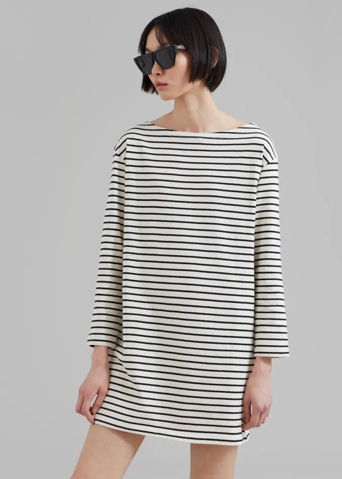 The Frankie Shop Nino Mini Dress 8211 Black Stripe Shop Dresses