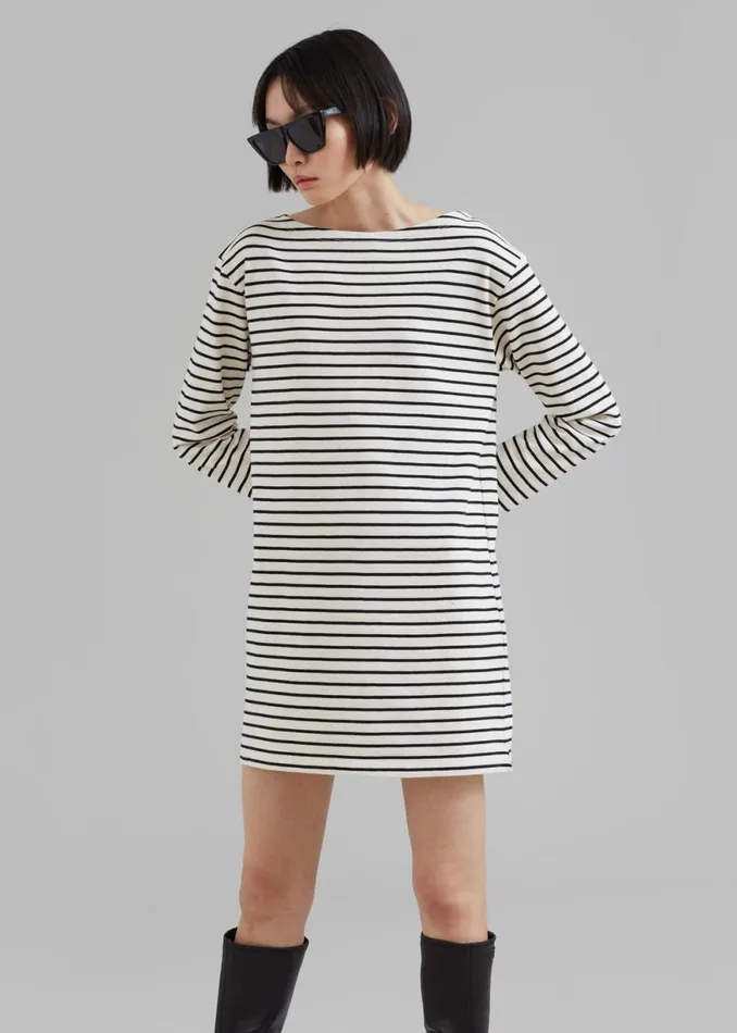 The Frankie Shop Nino Mini Dress 8211 Black Stripe Shop Dresses