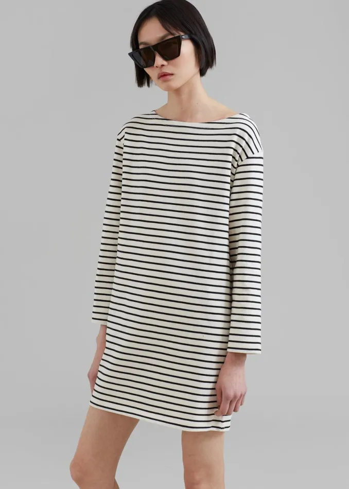 The Frankie Shop Nino Mini Dress 8211 Black Stripe Shop Dresses