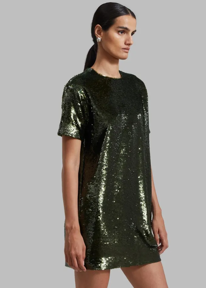 The Frankie Shop Riley Sequins Tee Mini Dress 8211 Olive Shop Dresses
