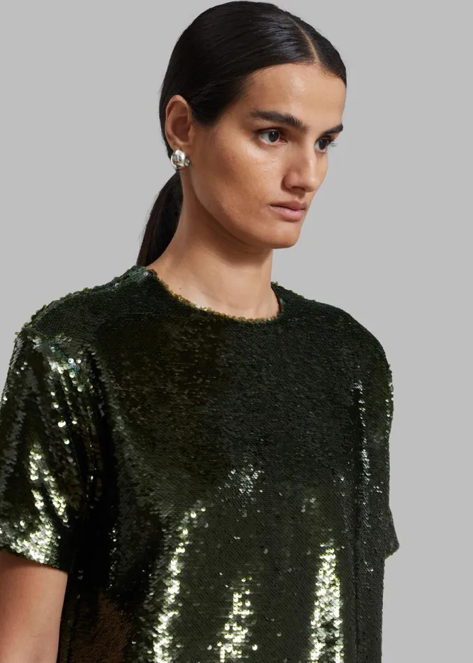 The Frankie Shop Riley Sequins Tee Mini Dress 8211 Olive Shop Dresses