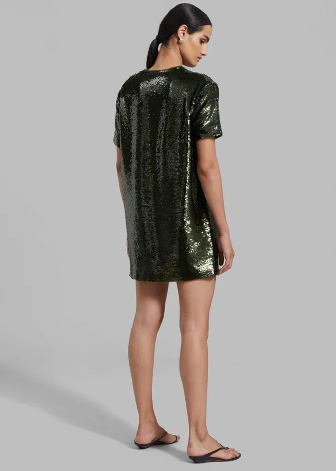 The Frankie Shop Riley Sequins Tee Mini Dress 8211 Olive Shop Dresses