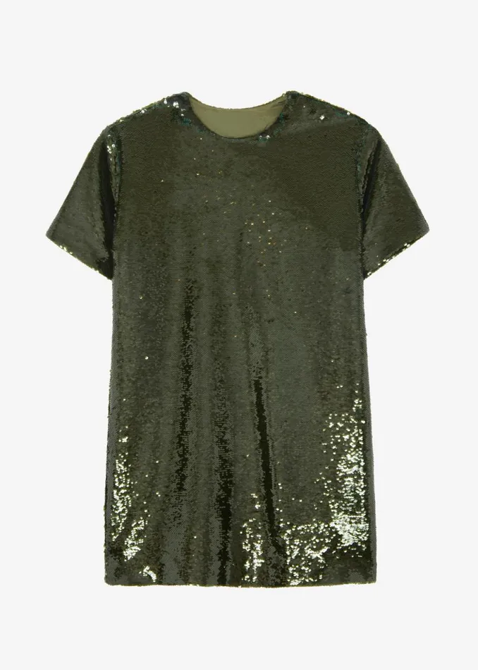 The Frankie Shop Riley Sequins Tee Mini Dress 8211 Olive Shop Dresses