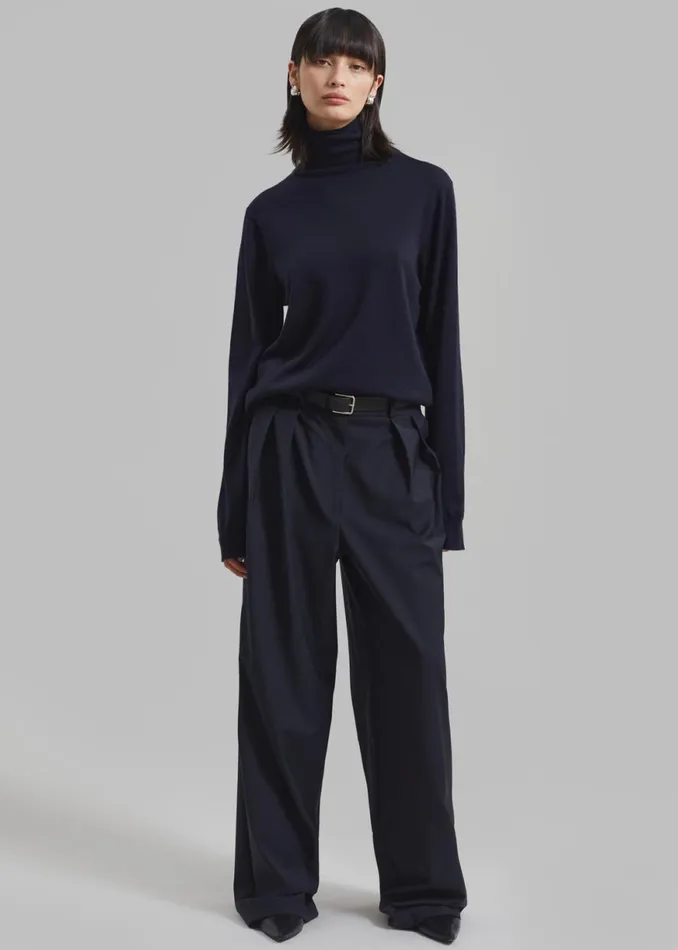 The Frankie Shop Ripley Pleated Trousers 8211 Navy Shop Bottoms