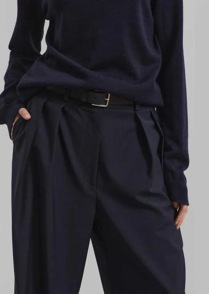The Frankie Shop Ripley Pleated Trousers 8211 Navy Shop Bottoms