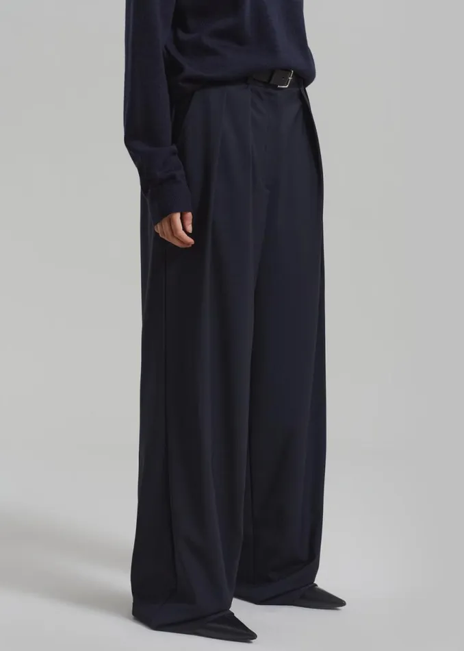 The Frankie Shop Ripley Pleated Trousers 8211 Navy Shop Bottoms