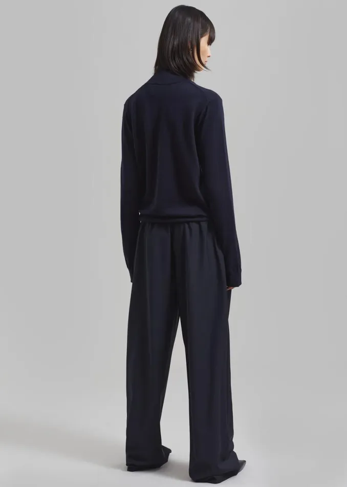 The Frankie Shop Ripley Pleated Trousers 8211 Navy Shop Bottoms