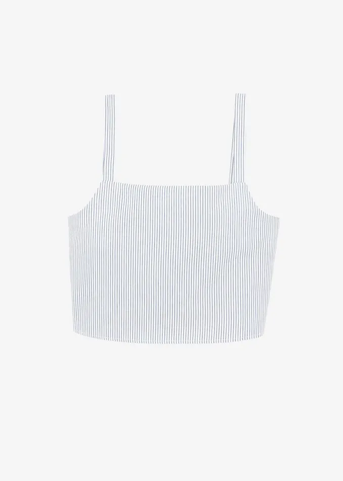 The Frankie Shop Rosalind Cropped Tank 8211 Blue Stripe Shop Tops