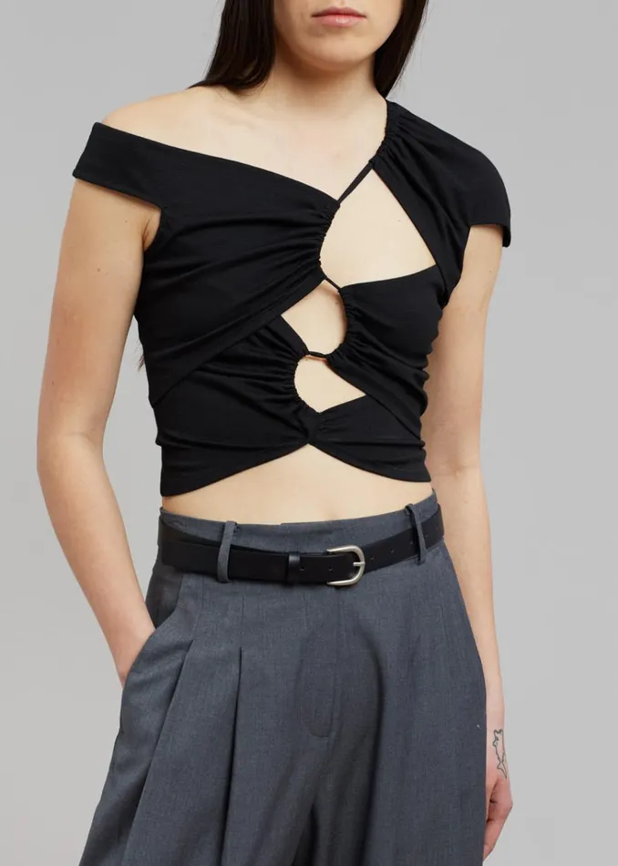 The Frankie Shop Sid Neigum Asymmetrical Cutout Tension Blouse 8211 Black Shop Tops