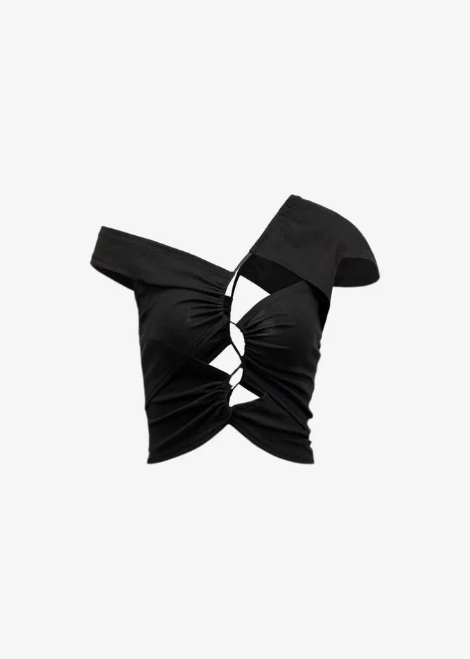 The Frankie Shop Sid Neigum Asymmetrical Cutout Tension Blouse 8211 Black Shop Tops