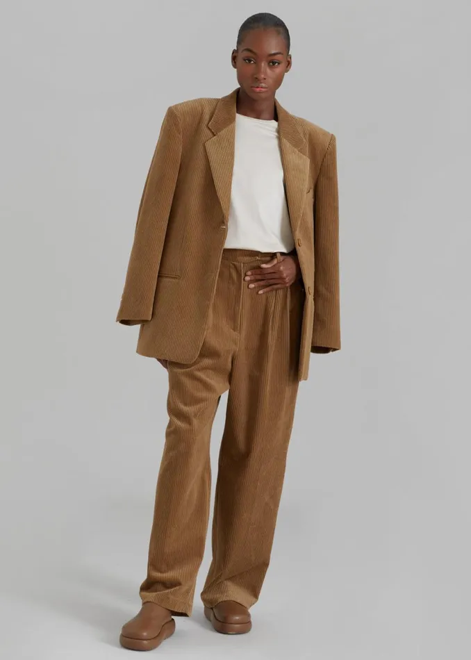 The Frankie Shop Siham Corduroy Pants 8211 Camel Shop Bottoms