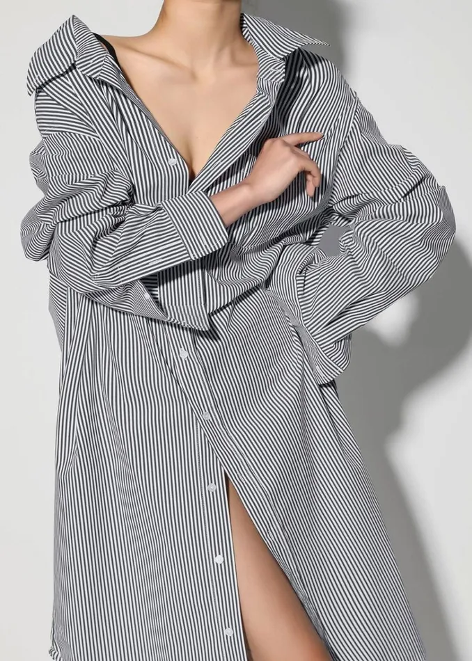 The Frankie Shop Talia Shirt Dress 8211 BlackWhite Stripe Shop Dresses