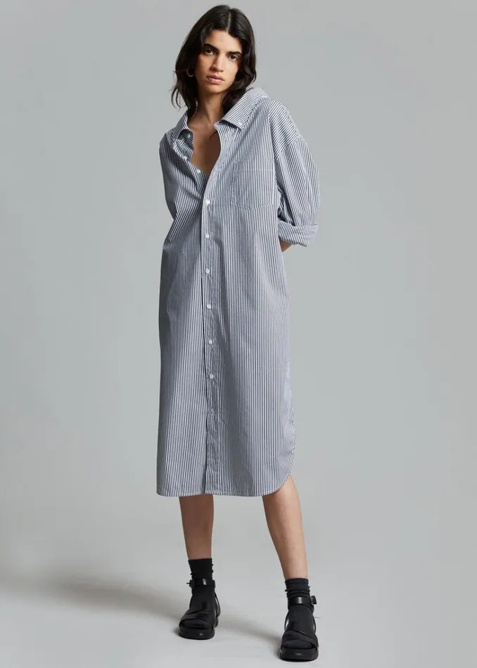 The Frankie Shop Talia Shirt Dress 8211 BlackWhite Stripe Shop Dresses