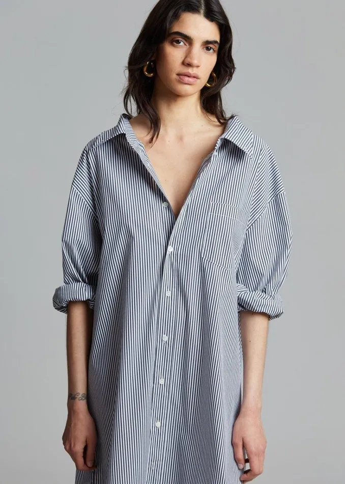 The Frankie Shop Talia Shirt Dress 8211 BlackWhite Stripe Shop Dresses