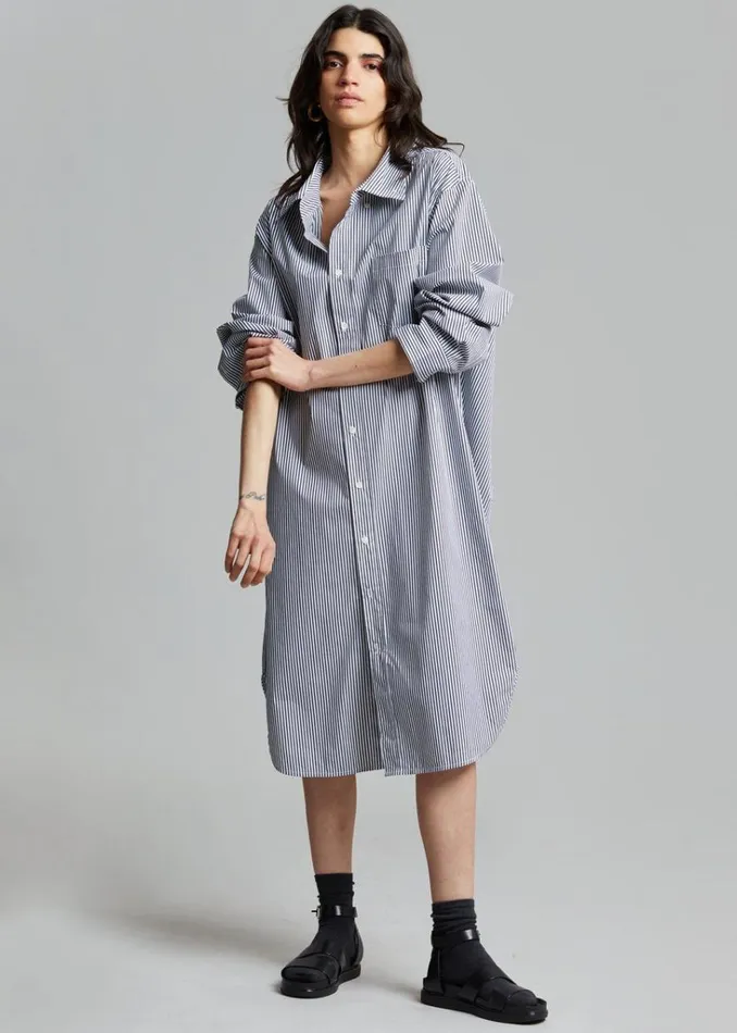 The Frankie Shop Talia Shirt Dress 8211 BlackWhite Stripe Shop Dresses