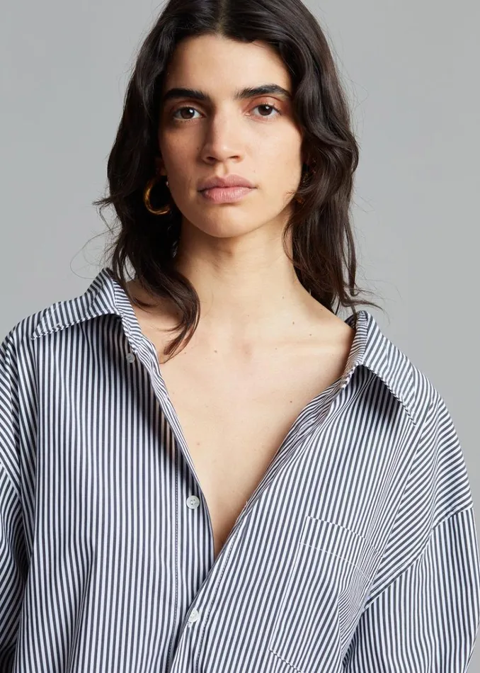 The Frankie Shop Talia Shirt Dress 8211 BlackWhite Stripe Shop Dresses