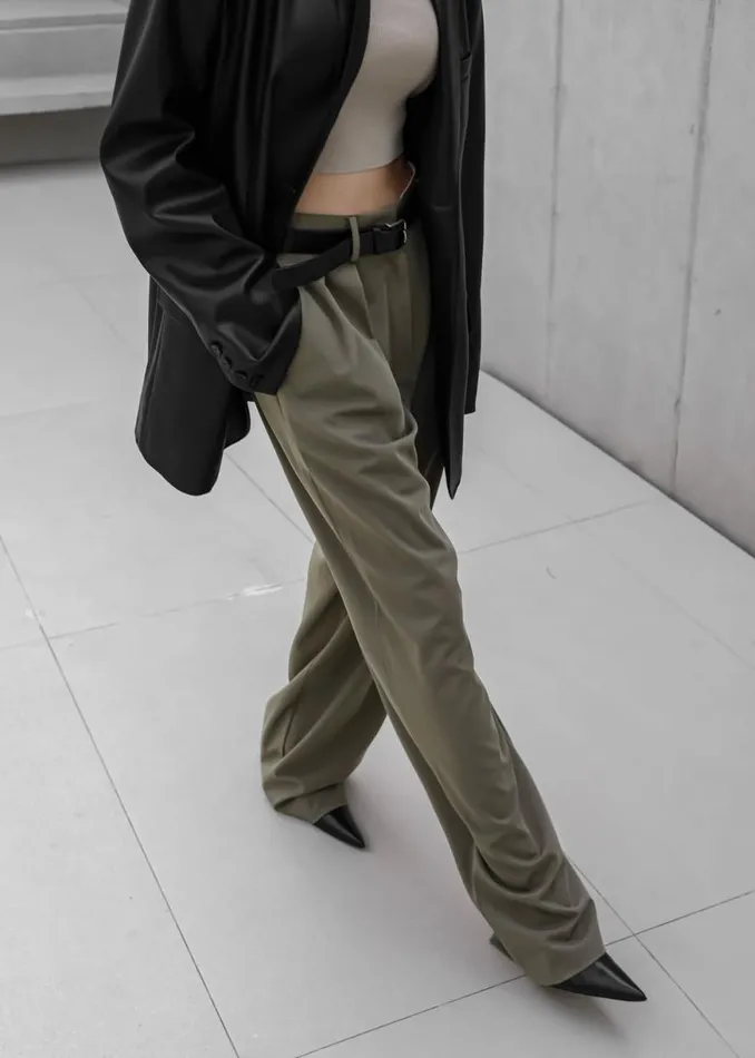 The Frankie Shop Tansy Pleated Trousers 8211 Olive Shop Bottoms