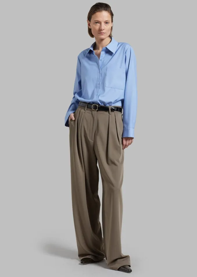 The Frankie Shop Tansy Pleated Trousers 8211 Olive Shop Bottoms