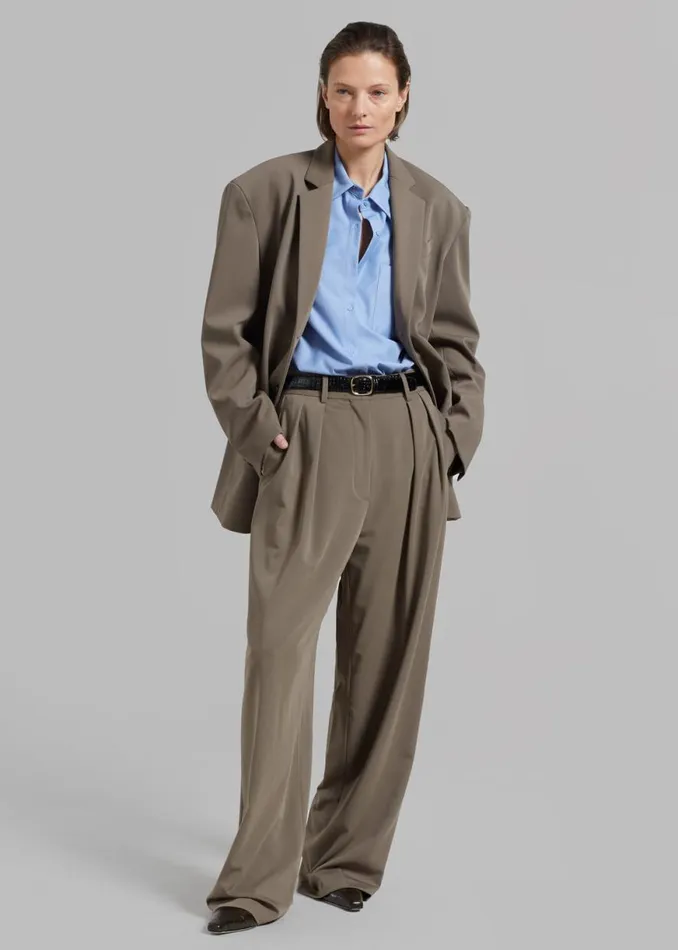 The Frankie Shop Tansy Pleated Trousers 8211 Olive Shop Bottoms