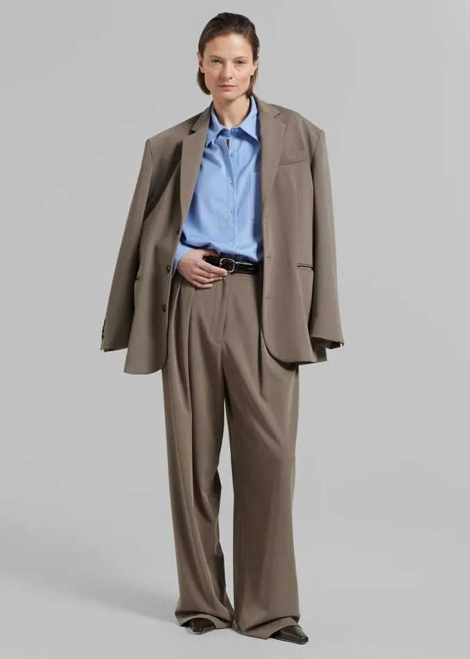 The Frankie Shop Tansy Pleated Trousers 8211 Olive Shop Bottoms