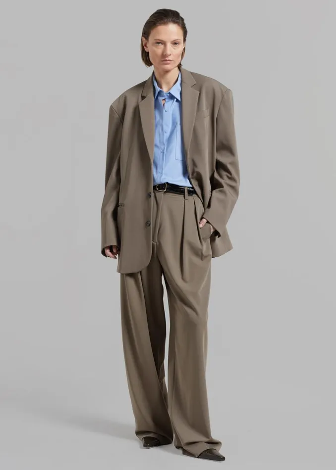The Frankie Shop Tansy Pleated Trousers 8211 Olive Shop Bottoms