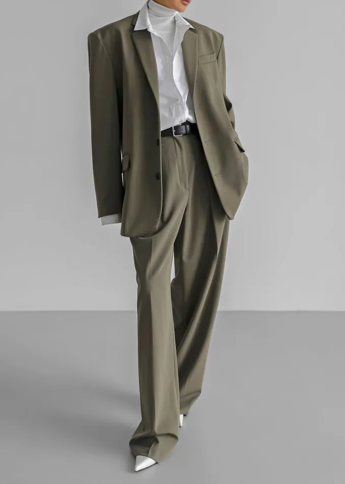 The Frankie Shop Tansy Pleated Trousers 8211 Olive Shop Bottoms