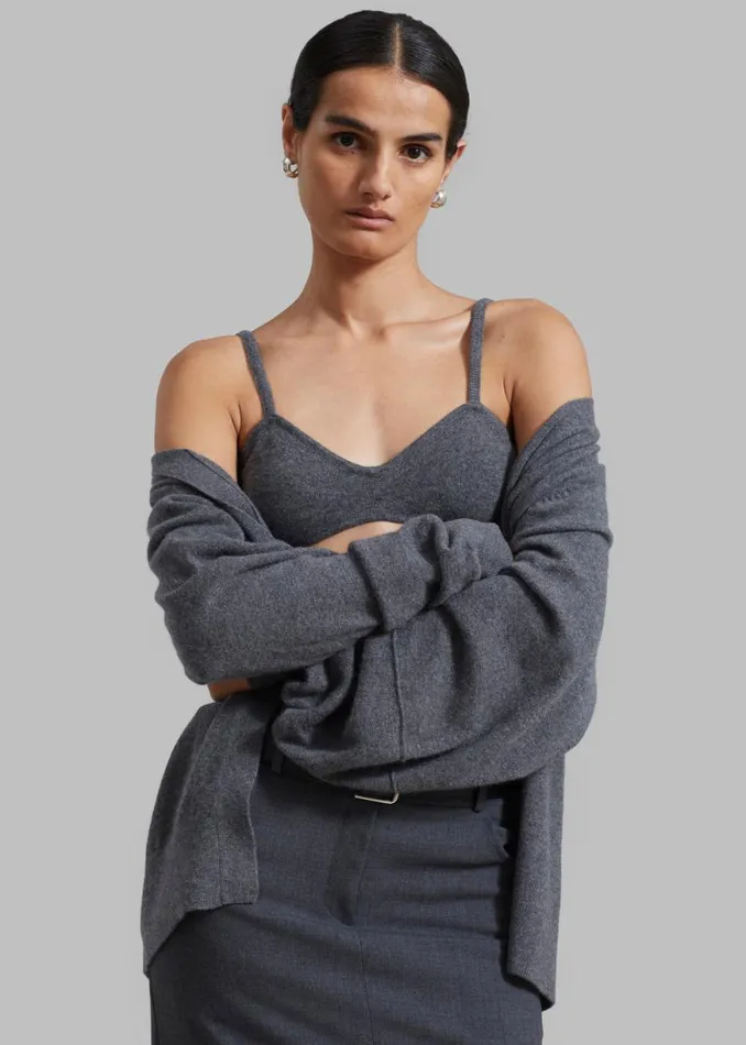 The Frankie Shop The Garment Como Sleeve Cardigan 8211 Grey Melange Shop Clothing