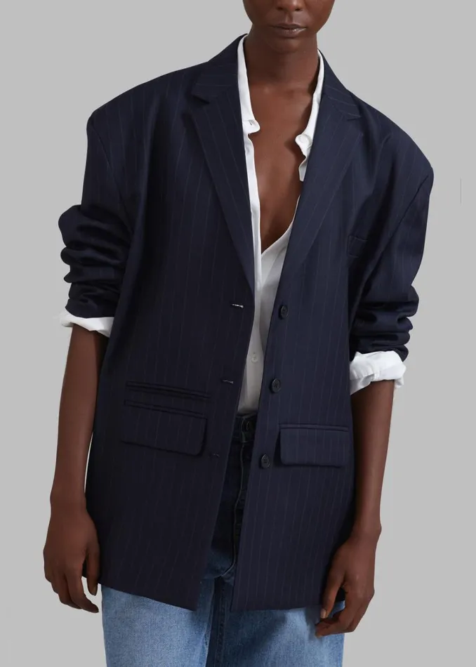 The Frankie Shop Towson Blazer 8211 Navy Pinstripe Shop Outerwear