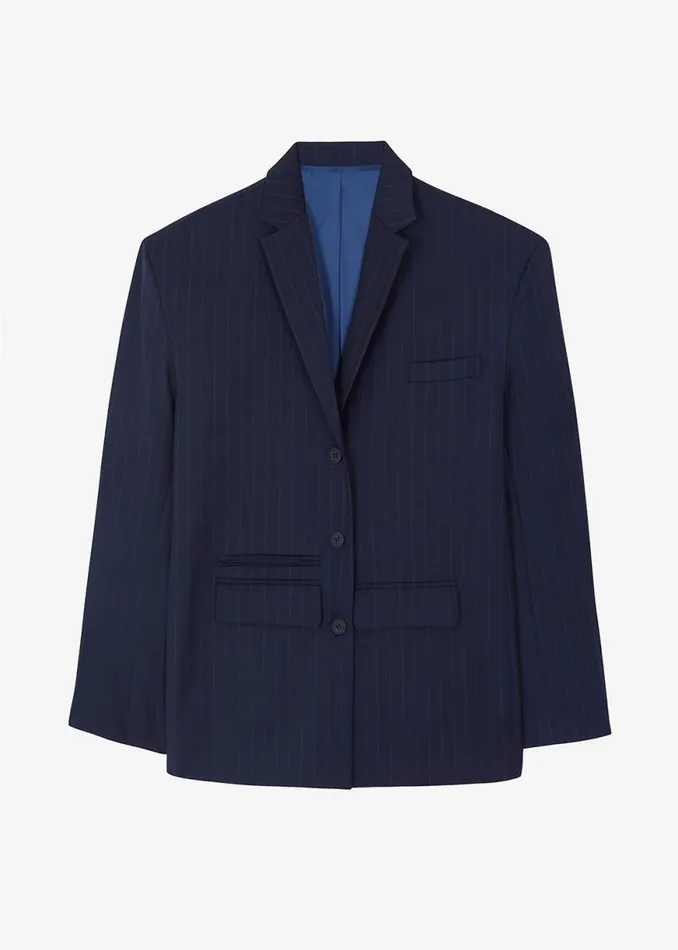 The Frankie Shop Towson Blazer 8211 Navy Pinstripe Shop Outerwear