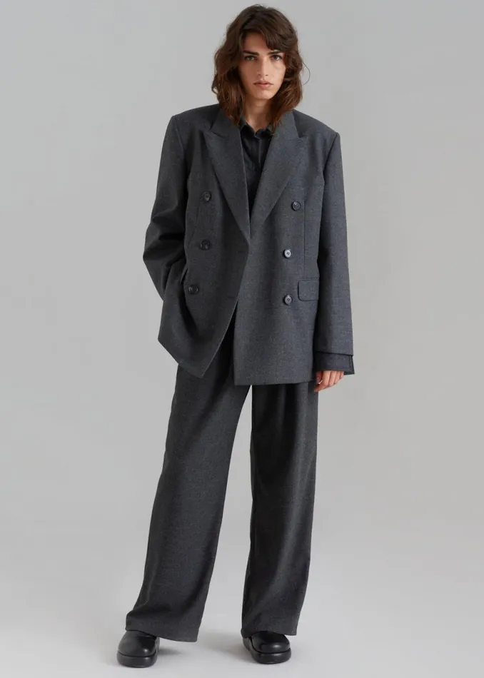 The Frankie Shop Vance Double Breasted Blazer 8211 Charcoal Shop Outerwear