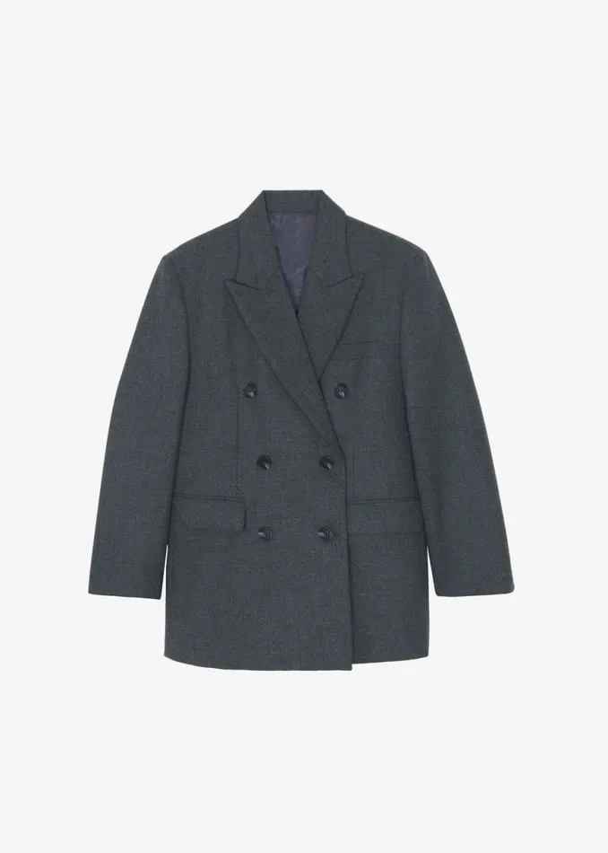 The Frankie Shop Vance Double Breasted Blazer 8211 Charcoal Shop Outerwear