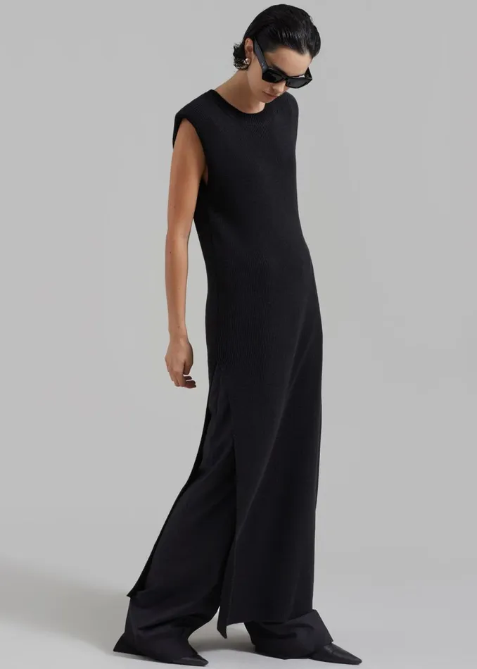 The Frankie Shop Wren Sleeveless Knit Dress 8211 Black Shop Clothing