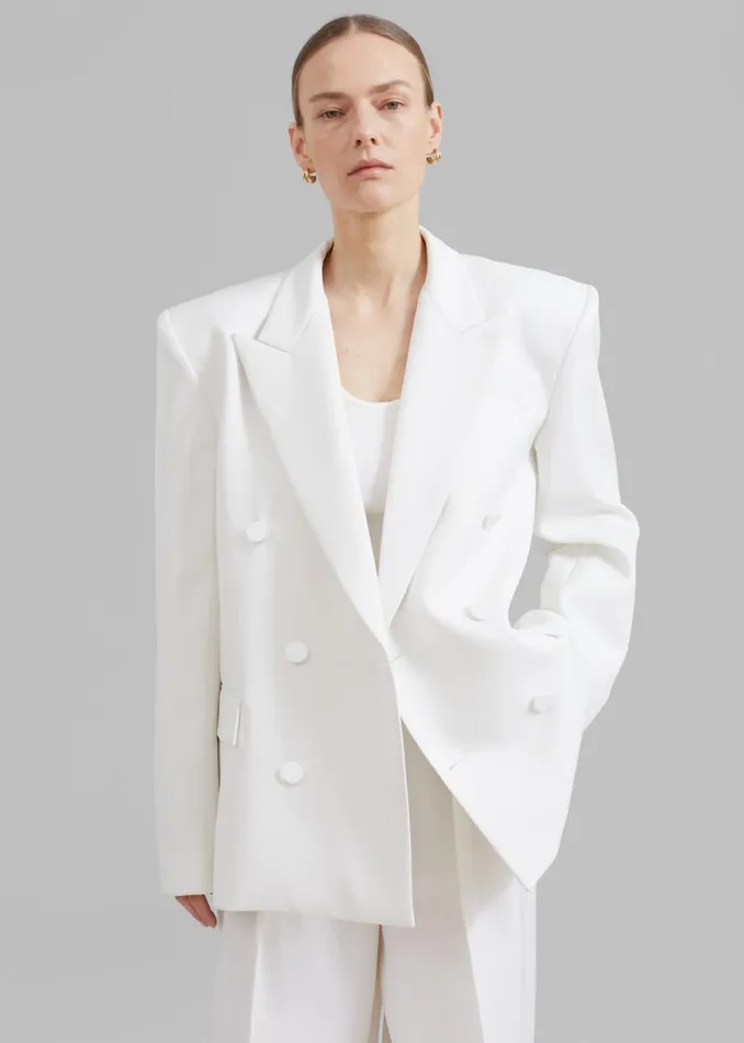 The Frankie Shop Zia Covered Buttons Blazer 8211 White Shop Suits