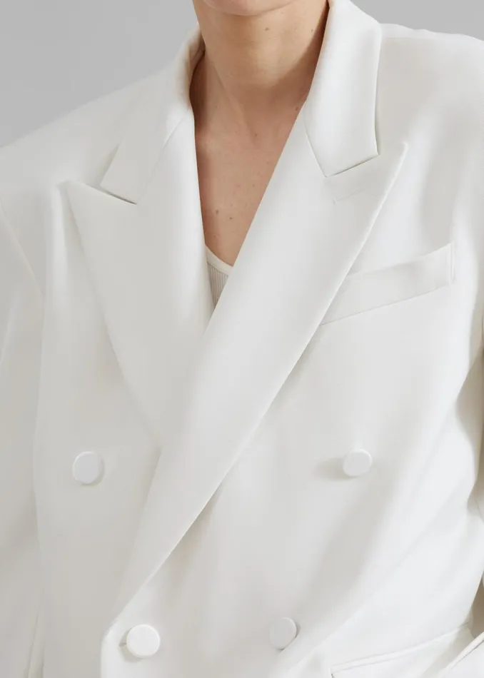 The Frankie Shop Zia Covered Buttons Blazer 8211 White Shop Suits