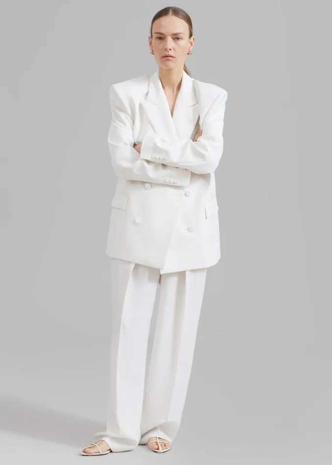 The Frankie Shop Zia Covered Buttons Blazer 8211 White Shop Suits