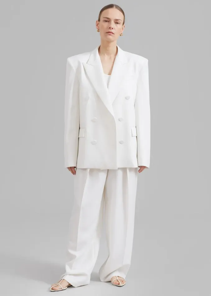 The Frankie Shop Zia Covered Buttons Blazer 8211 White Shop Suits