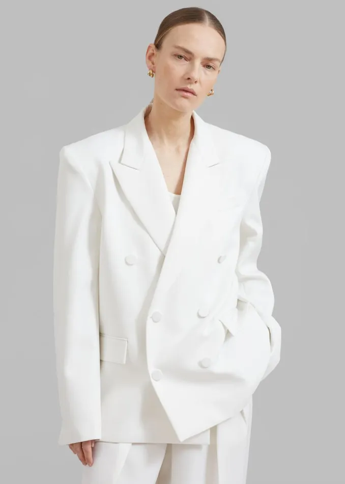 The Frankie Shop Zia Covered Buttons Blazer 8211 White Shop Suits